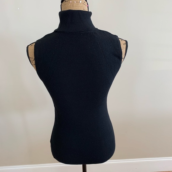 WHBM womens sleeveless ribbed turtleneck sweater black size small - Picture 4 of 12